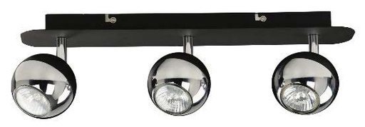 [032103 | 63055BK+CR C3L*] Spot 3L Gu10 Redondo Negro+Nk C/F Incand.