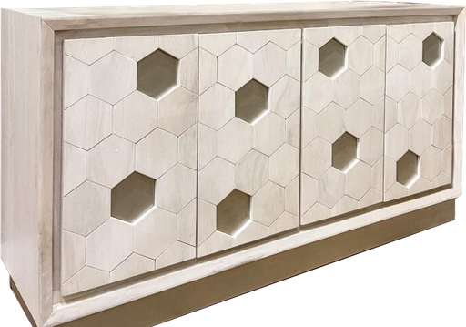 [150070 | 62404] Bufetera De Madera Moderna Toupe Con Detalles De Hexagonos Gris