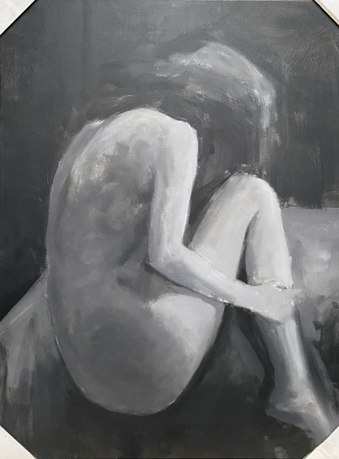 [150089 | 52GCMS0440] Cuadro Blanco Y Negro De Mujer Sentada