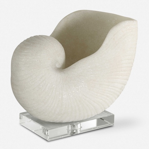 [150395 | 18888] Figura Moderna De Caracol Blanco Con Base De Cristal