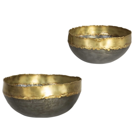 [150561 | R17983] Set2 Tazones De Metal Negro Y Oro Japandi
