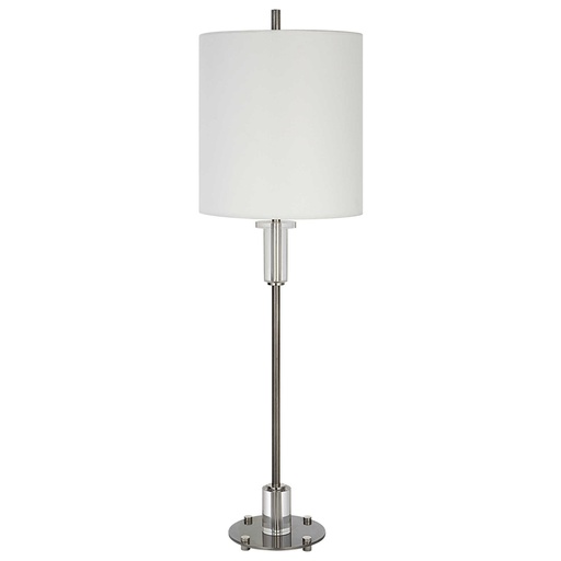 [151143 | 29875-1] Lamp.Mesa De Ceramica Blanca Y Aluminio