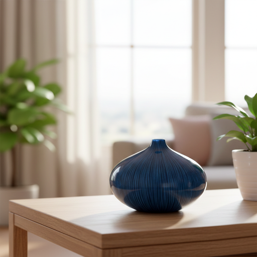 [153588 | 22077S] Florero De Vidrio Ancho Azul Cobalto Moderno