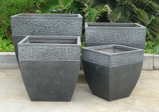 [155010 | LT3690-Tamaño 4] Maceta Fibra De Barro Cuadrada Baja Extra Grande 52X52X49.5Cm P29