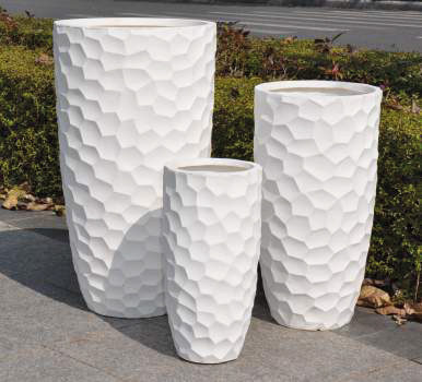 [155076 | LT13894-3S T3] Maceta Fibra Barro Cono Alto Grande (41.5x41.5x77)cm P117 Anti Blanco