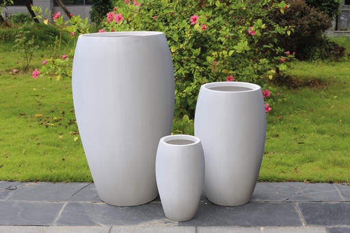 [155108 | LT14216-3S T1] Maceta Fibra Barro Cono Alto 24X24X39Cm P117 Anti Blanco