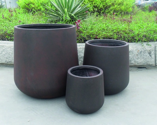 [155136 | LT13371-A pequeña] Maceta Fibra De Barro Redondo Pequena 30X30X30Cm P11 Dark Rust