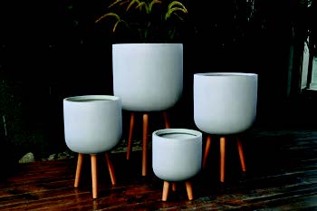 [155150 | LT14475T T3] Maceta Fibra De Barro Redondo Grande 37X37X61Cm P117 Anti Blanco