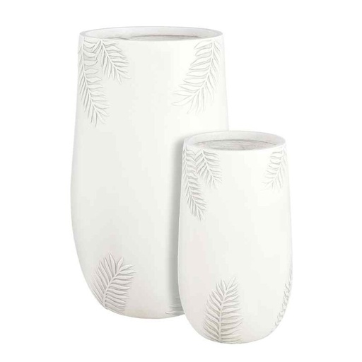 [155201 | LT14672-2S Tamaño 2] Maceta Fibra De Barro Redondo 34X34X55Cm P117 Anti Blanco