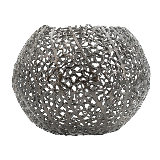 [159087 | 48667] Florero De Metal Redondo Gris 
