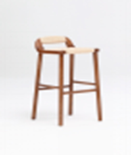 [160085 | Y161] Silla Taburete Mad Nogal Claro+Cuerda Tejida 42X48X85Cm