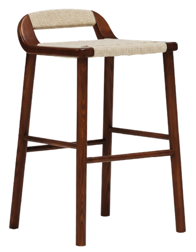 [160085 | Y161] Silla Taburete Mad Nogal Claro+Cuerda Tejida 42X48X85Cm