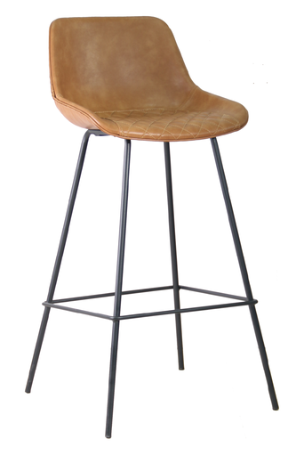 [161018 | 9090B M4] Silla Bar Doha Patas Metal Cuero Sintetico Camel Map/4 (65Cm Alt.)