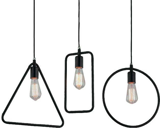 [180056 | P1122] Lamp. Colg. Metal+Cable 1E27 Triangulo 36X36Cm