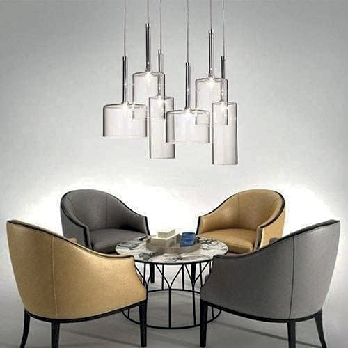 [180106 | 8015-6R] Lamp. Colg. 6L G4 Base Redonda Alum.+Vidrios (Ambar/Fume/Clear) D400mm