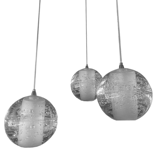 [180171 | 8008-3L] Lamp. Colg. Bola Cristal D(100)Mm Base Recta (500X60)Mm 3G9