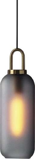 [180195 | 9197-1A] Lamp. Colg. 1L E27 Base Dorado+Vidrio Smoke (D150Mm)