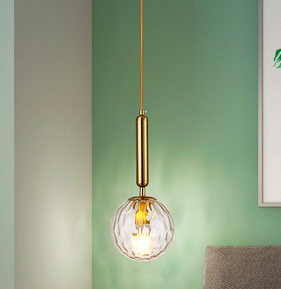 [181080 | 3510A-E27*1] Lamp. Colg. 1L E27 Dorado Metal+Claro Glass (D150X350)Mm