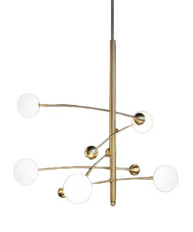 [181103 | D316-5] Lamp. Colg. 5L G9 Dorado Metal+Vidrio Opal (D900)Mm