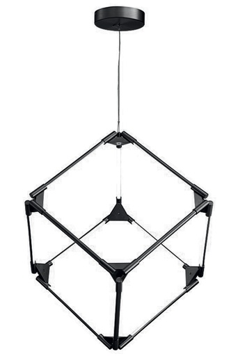 [181127 | P21008-12] Lamp. Colg. Moderna Led Cubica 50W 3K Negro Alum+Acrylic (440X440X1200Mm)
