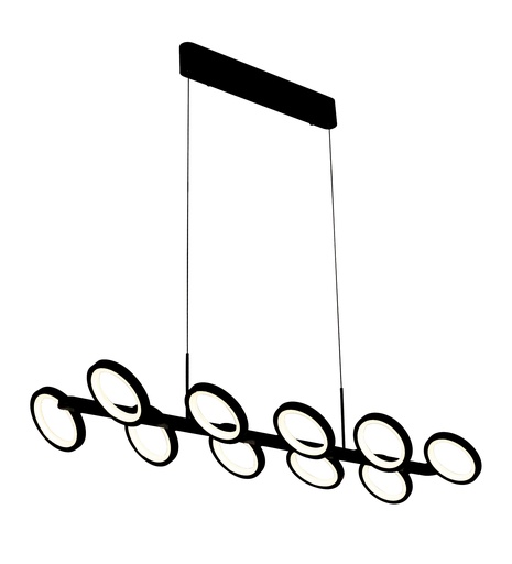 [181144 | P17603-60W BK] Lamp. Colg. Led 10L Anillos Negros 60W 3K (1020X370X1500Mm)