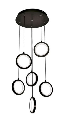 [181145 | P17603-36W BK] Lamp. Colg. Led 6L Aros Negros 36W 3K (330X1500Mm)