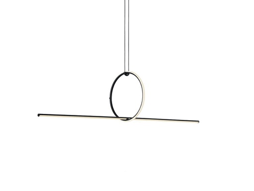 [181158 | P20303-30W-R BK] Lamp. Colg. Led 2L Circulo+Barra Negro 30W 3K (1320X320X120Mm)