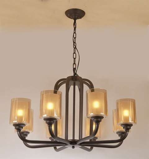 [181296 | 8151-8H] Lamp. Colg. 8L E27 Brazos D750X480Mm Coffee