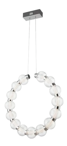 [181426 | 9298P (vertical)] Lamp. Colg. Vertical T/Aro Led Negro Perla+Cristal Transp. 36W 3K (D740X2000Mm)