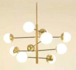 [181493 | 9250P/10] Lamp. Colg. 10Lg9 Metal Dorado+Negro