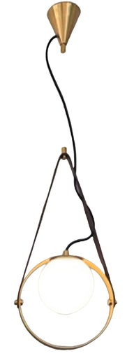 [181554 | X8002-D1-M] Lamp. Colg. 1Xe27 Dorado Metal+Opal Glass D300Mm