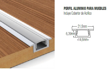 [181690 | WM-79 Plata] Perfil Alum. C/Ceja Plata+Cobertor (16x7x12)mm incl. accesorios x 3.06mts