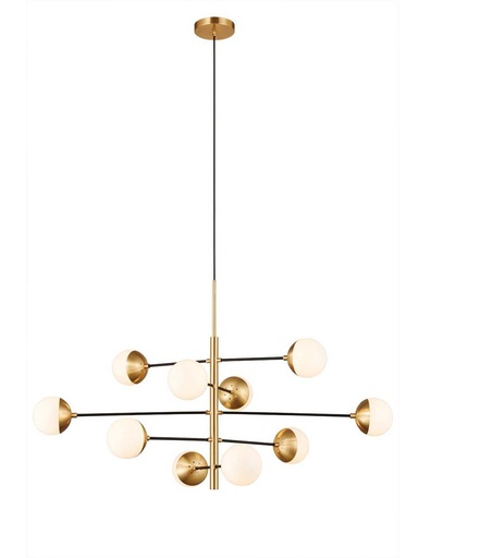 [181701 | YB-158 10L] Lamp. Colg 10 G9 Dorado+Vid.Opal 1M