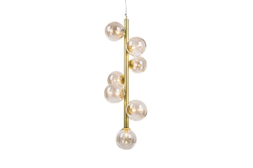 [181734 | YB-202-7L] Lamp. Colg. 7L G9 Bolas Brush+Ambar Vidrio 32X86Cm