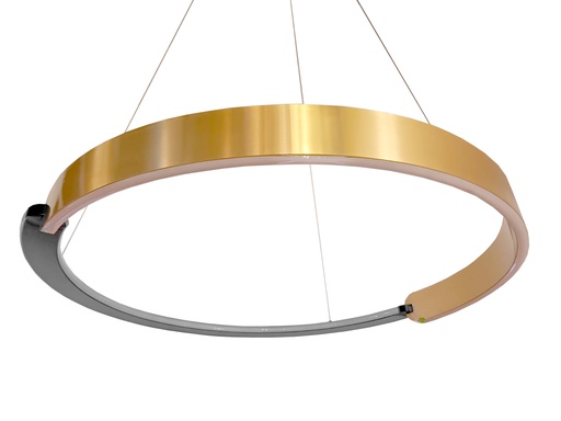 [181823 | GP2038-60CM] Lamp. Colg. Led Anillo D60Cm Luz Int.+Luz Bid. Dorado+Negro 40W 3K