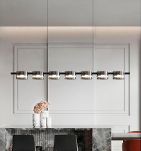 [181839 | GP2031-L100] Lamp. Colg. Led 7L Recta L100Cm Negro 35W 3K
