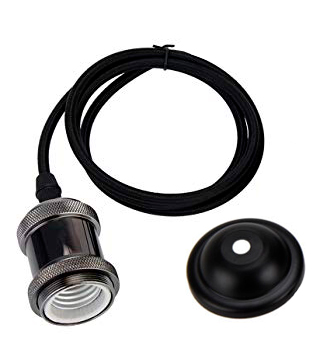 [182016 | BWS1/2-E27-68mm-BK] Boquilla Colg. Metal 1M Negro Base Peq.