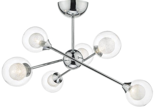 [191004 | NIC-ZEK0650] Lamp. Techo 6L G9 Metal+Vidrio 580X390Mm