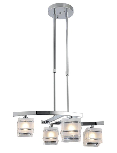 [191015 | NC1129P-4] Lamp. Colg 4L G9 Metal+Vidrio T/Cubo 56,3X32,2Cm