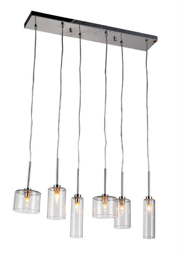 [191037 | NC0030D23 B6] Lamp. Colg. Redondo Br Pint/Cristal Bl 59X45Cm 5Xe14