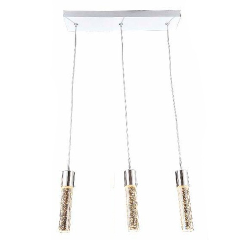 [191057 | NIC-3008P-3L] Lamp. Colg. Cilindro Cristal 3L Gu10 B/Recta 550Mm