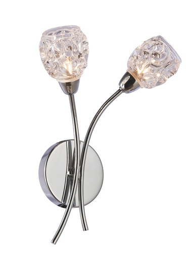 [191121 | NC5350W-2CR] Aplique Pared 2L G9 Cr+Clar Glass 20X30Cm C/F Incand.