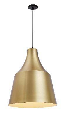 [200103 | LT7788M GD B6] Lamp. Colg. 1L E27 Alum. T/Campana 27X33Cm Dorado+Blanco