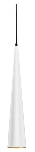 [200140 | LT7571 WH] Lamp. Colg. 1L E27 Alum. 11X60Cm Blanco+Dorado
