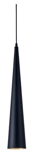 [200142 | LT7571 BK B6] Lamp. Colg. 1L E27 Alum. 11X60Cm Negro+Dorado