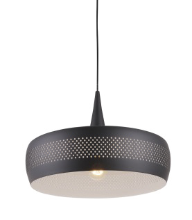 [200179 | T7828] Lamp. Colg. 1L E27 Aluminio Negro+Blanco (D430X280Mm)