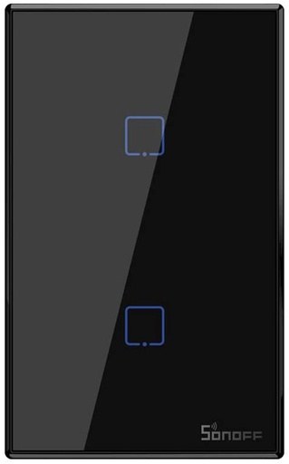 [250011 | T3US2C-TX] Interruptor Tactil Wifi 2L Doble Negro
