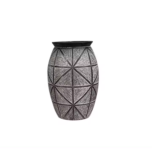 [350036 | JY10006 T1] Maceta Fibra De Cemento T/Cono Triangulos 36X36X50Cm