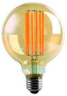 [430191 | G95 Ambar] Foco Led Vidrio G95 E27 8W 3K T/Globo Ambar D10Cm 110-130V