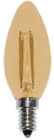 [430195 | E12-C35-4W-AMBAR] Foco Led T/Vela C35 E12 4W 2.7K Ambar 110-130V (D35Mm)